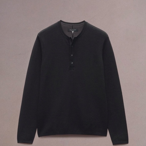 RAG & BONE Bennet Merino Wool Sweater Henley XL black - Picture 3 of 9